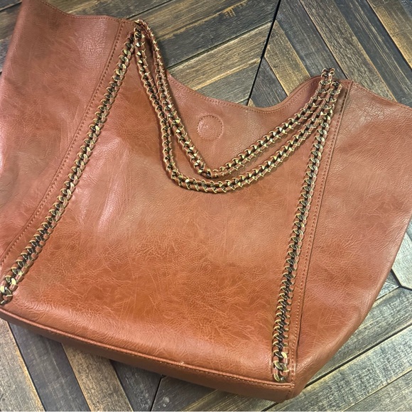 Altar'd State Brown Vegan Leather tote purse with pouch. - Picture 3 of 15